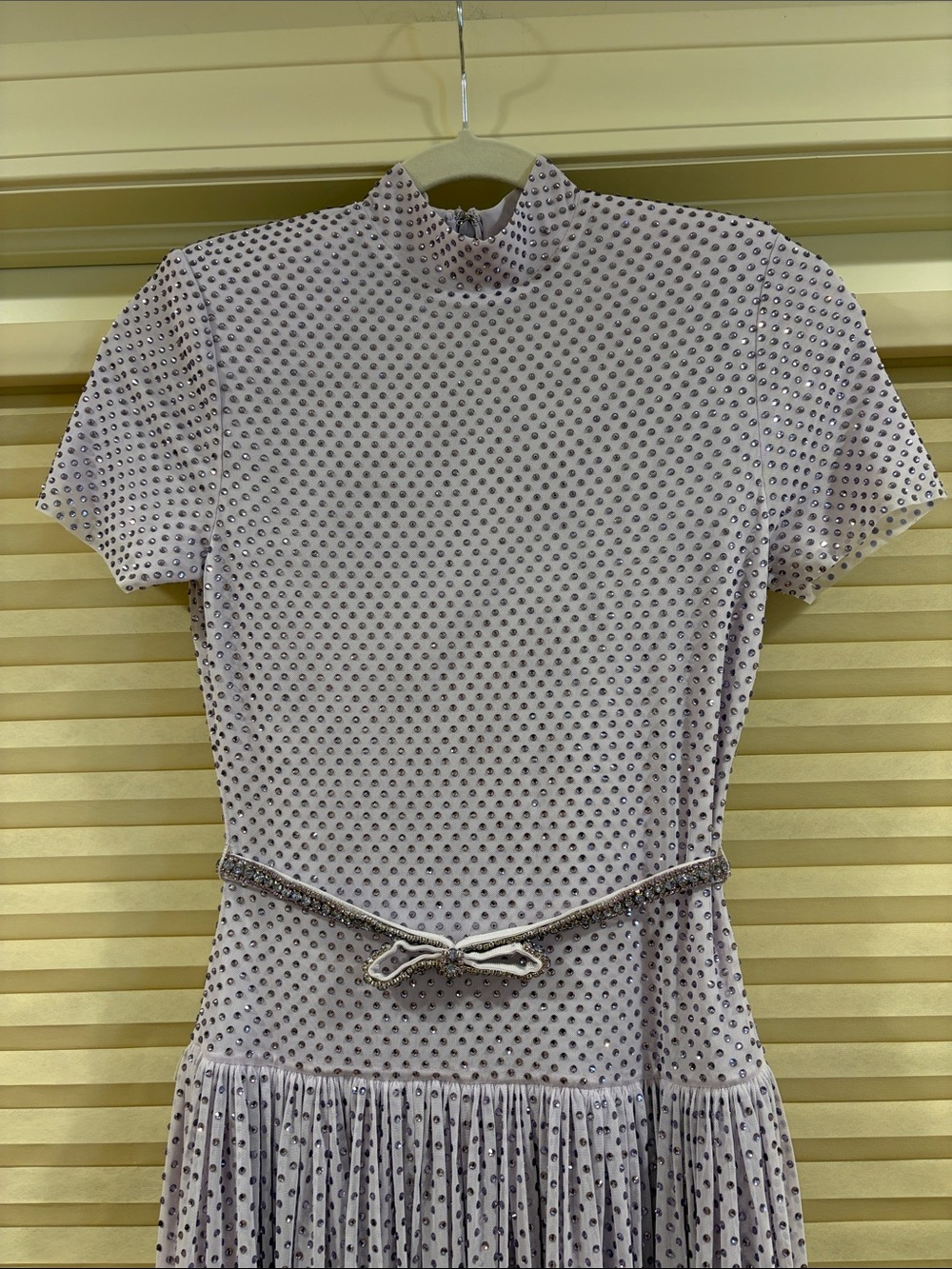 🔥CLEARANCE🔥NWOT Self-Portrait Lavender Polka-Dot Midi Dress with Belt, Size US 2 - Picture 2 of 13
